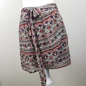 Mango casual boho floral wrap mini skirt size 6